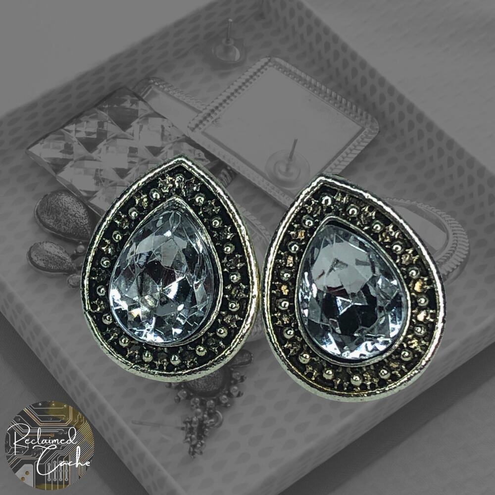 Silver Teardrop Stud Earrings